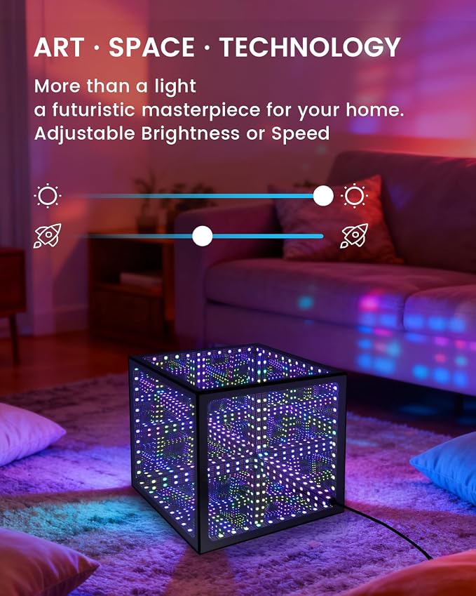 Infinity Mirror Hyper Cube LED Light, RGB Gaming Room Decor, 10Inches - Image 4