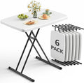 Folding Table 30 Inch -6pack, Small Desk Adjustable Height TV Tray for Laptop, Couch, Camping - Heavy Duty Utility Foldable Table for Small Spaces, No Assembly Required, White by FoldingFurniture