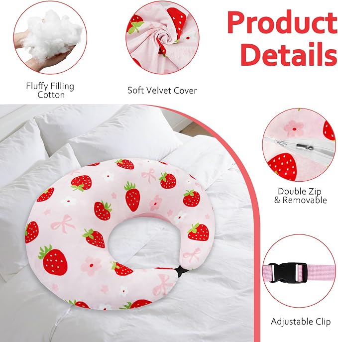 Crafting Pillow for Crocheting, Crochet Pillow for Lap Support, 12 Fun Print Styles, Ergonomic Arm Support, For Bed, Floor, Chair Comfort, Pain Relief and Fatigue for Gaming and Woking (Strawberry) - Image 7