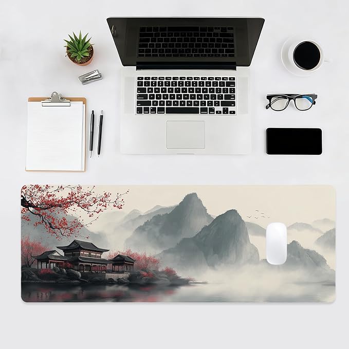 Japanese Large Mouse Pad, Gaming Mousepad Big XL Extended Non-Slip Stitched Edges, Desk Mat, Laptop Computer Keyboard Pad for Desktop Decor Office Home, 31.5x11.8in - Image 4