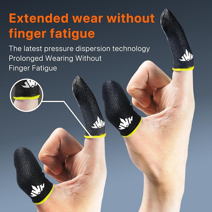 8 Pack Mobile Phone Gaming Thumb Sleeve,JWH Finger Cots for PUBG Gaming Glove,Yellow Edge​,0.3mm Superconducting Nanofibers, Anti-Skid,Silky and Sweat-Proof,Dedales Gamer profesionales guantes para - Image 8