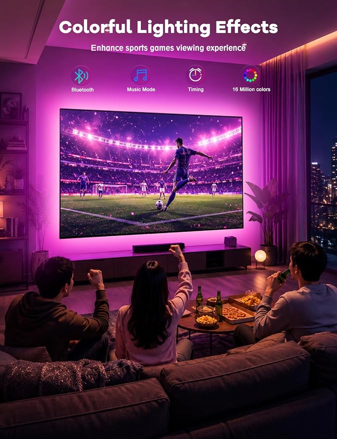 MATICOD LED Lights for TV Led Backlight, 16.4ft RGB Led Strip Lights for TV Lights Behind, USB Led Light Strip for 55-70in TV, Bluetooth APP Control Music Sync Ambient Lighting for Gaming Room - Image 3