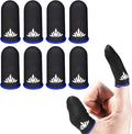 8 Pack Mobile Phone Gaming Thumb Sleeve,JWH Finger Cots for PUBG Mobile Gaming Glove,Blue Edge,0.3mm Superconducting Nanofibers, Anti-Skid,Extremely Thin,Dedales Gamer profesionales guantes para by JWH