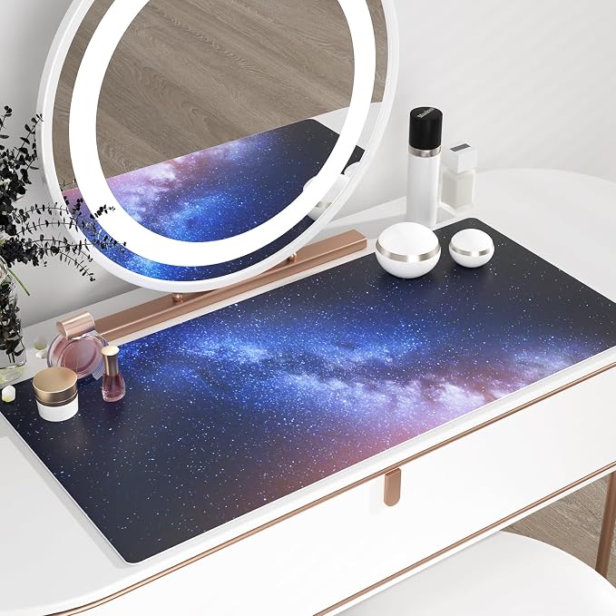 QiyI PU Leather Large Mouse Pad, Office Decor, 31.5" x 15.7", Blue Galaxy | Desk Décor Accessories, Extended Size, Waterproof & Easy to Clean, Smooth Surface, Non Slip Desk Organization - Image 6