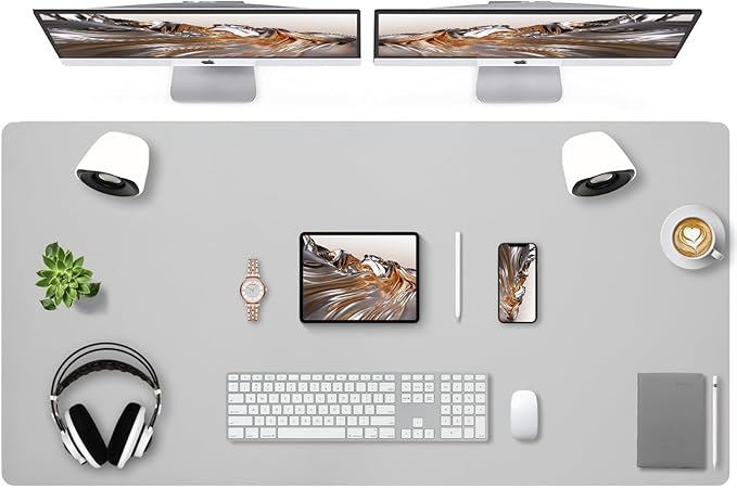 Bloss Large Desk Pad, 47.2" x 24" Desk Mat, Desk Pads on Top of Desks, Computer Mat Non-Slip, Desk Blotter Waterproof, Easy to Clean - Light Grey by Bloss