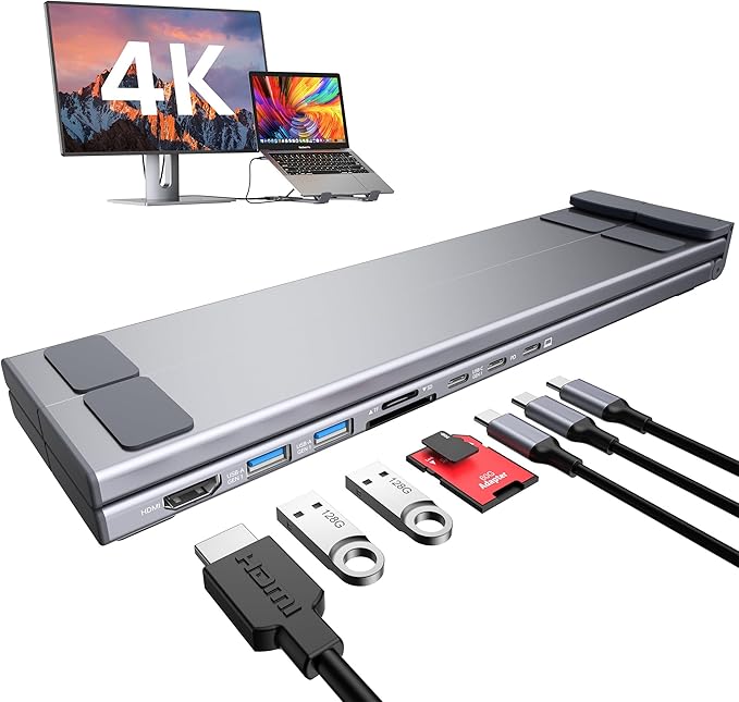 Mukiya USB C Laptop Docking Station Stand, 8 in 1 Hub 4K HDMI, Dock Stand by Mukiya