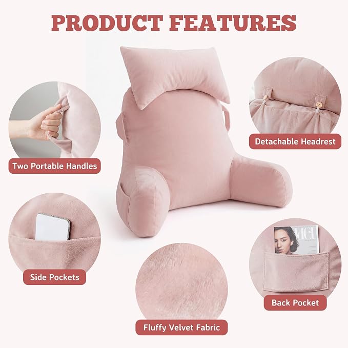 Reading Pillow for Bed,Back Pillow for Bed Sitting Up,Lumbar Support Pillow - Image 6