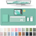 YSAGi Leather Desk Protector, Office Mat, Large Mouse Mat, Non-Slip PU Leather Blotter, Laptop Desk Mat, Waterproof Writing Pad for Office and Home (Green-Blue, 31.5" x 15.8") by YSAGi