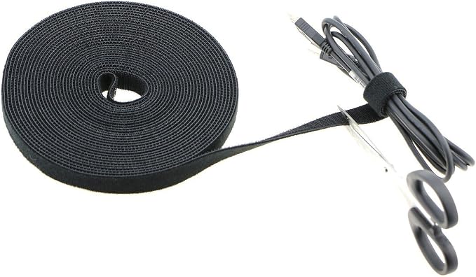 Reusable Fastening Tape Cable Ties 3/4 Inch Double Side Hook Roll (10 Yard, Black Upgraded Version) - Image 3