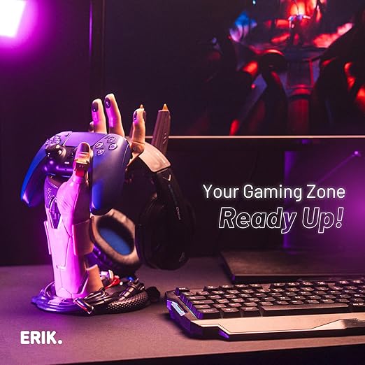 Grupo Erik Cyberpunk Gaming Controller Holder | Gaming Equipment | Headphone Stand & Controller | Gaming Accessories for Desk | Halloween Decorations Headset stand, gaming room decor - Image 3