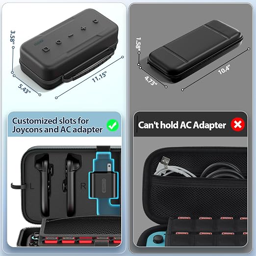 OIVO Carrying Case Compatible with 2025 Nintendo Switch2, Portable Switch Travel Carry Case Fit for Joy-Con & Adapter Hard Shell Protective Pouch Bag with 24 Game Slots, Black For N DS Cases & Storage - Image 8