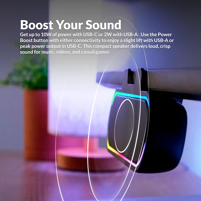 Cyber Acoustics CA-2890GX USB Speaker Bar, 10W, Music-Sync LED Lights - Image 7