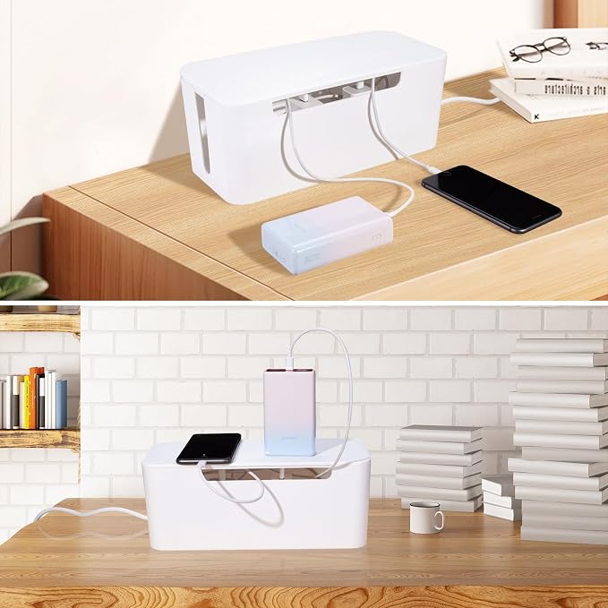 Eichzer Cable Management Box with Lid, Three Entry/Exit Slots, White - Image 7