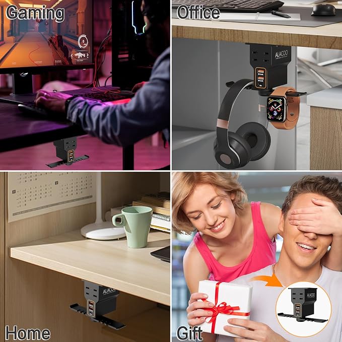 Multi-Function Desk Headphone Hanger Hook Gaming Office - Image 7