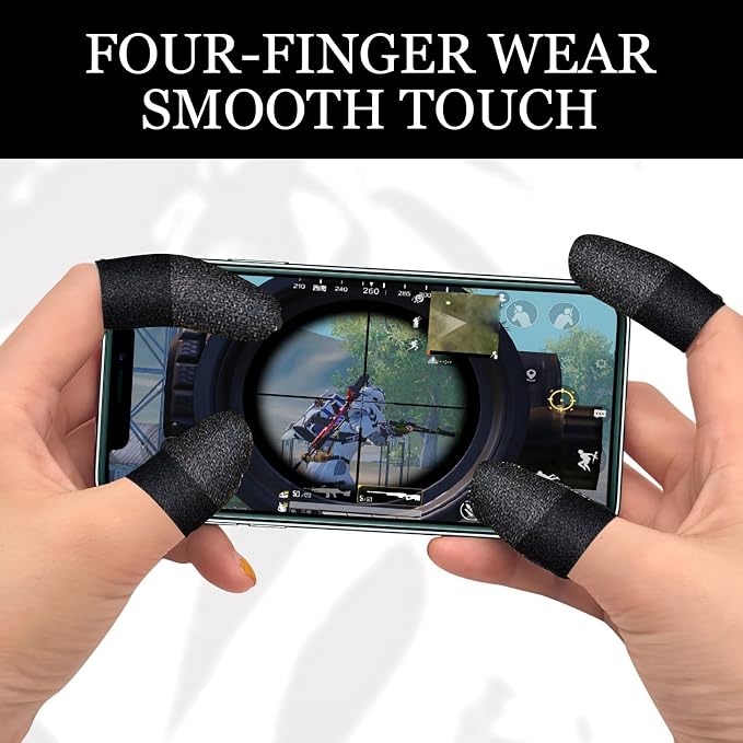 10 Pcs Gaming Finger Gloves Sleeves, Gamer Touch Screen Finger Tips, Silver Fibers Breathable Sweatproof Mobile Game Assist Smooth Thin Thumb Protector Compatible with All Touchscreen Devices - Image 6