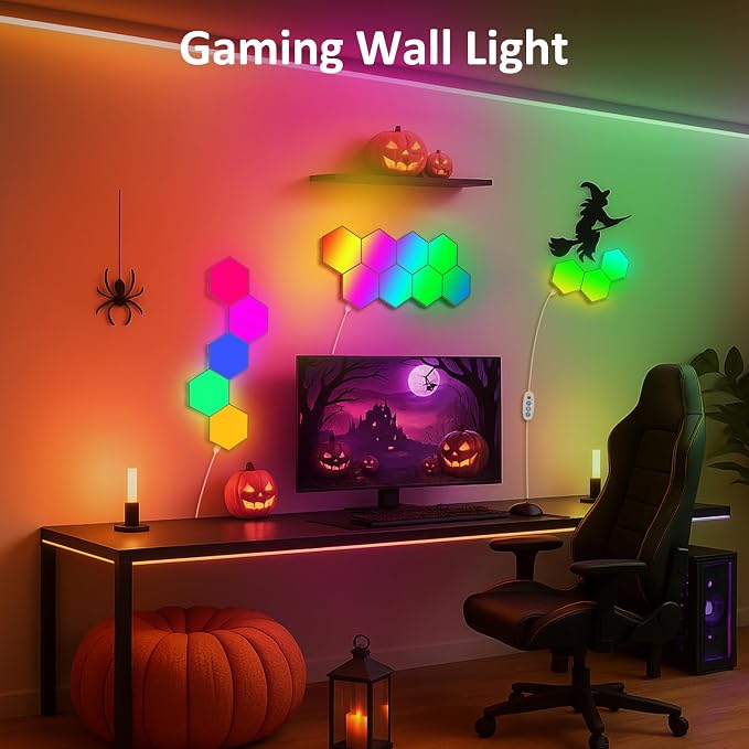 Hexa Light Panels, RGB Hexagon LED Wall Lights, Smart Home Creative Wall Lighting with Music Sync, Modular LED Light Panels for Room Decor & Wall Decor, 20 Pack - Image 2