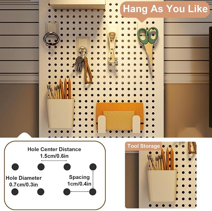 Desktop Clamp Peg Board with Accessories, Metal Pegboard, Height Adjustable, Suitable for Organize Home,Office and Gaming Setup(Blue) - Image 3