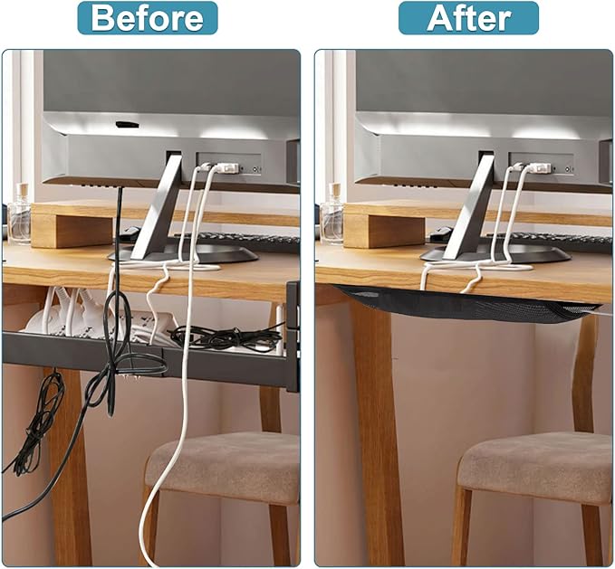 Under Desk Cable Management Net, 36PCS Under Table Cord Management Mesh Organizer Flexible Wire Hiders, Extra Large Capacity Wire Management Kit Under Desk, Fits Most Tables - Image 3