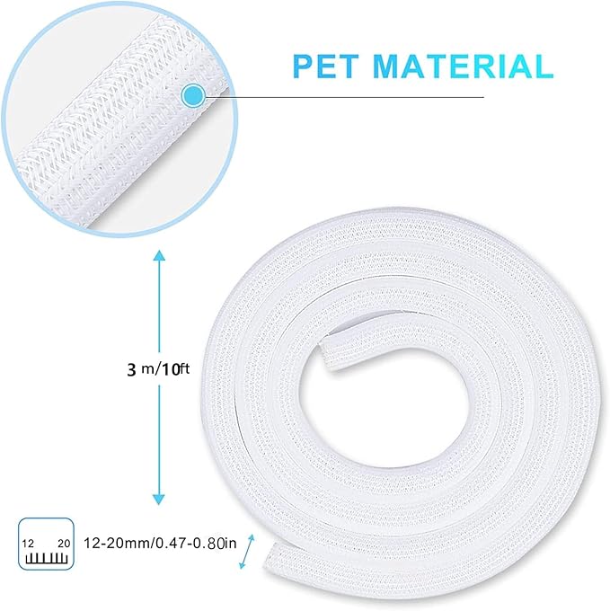 AGPTEK Cable Sleeve, 10ft - 4/5 inch Cable Management Cord Hider, White - Image 5