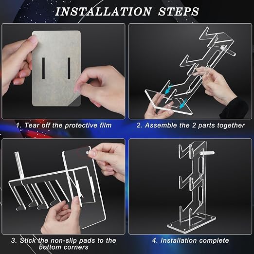 FYY Game Controller Holder 3 Tiers - Universal Dual Stand and Headphone Holder, Acrylic Clear Display Compatible With Nintendo Switch, Xbox, PS5, PS4 - Desk Mounts for Controllers - Image 5