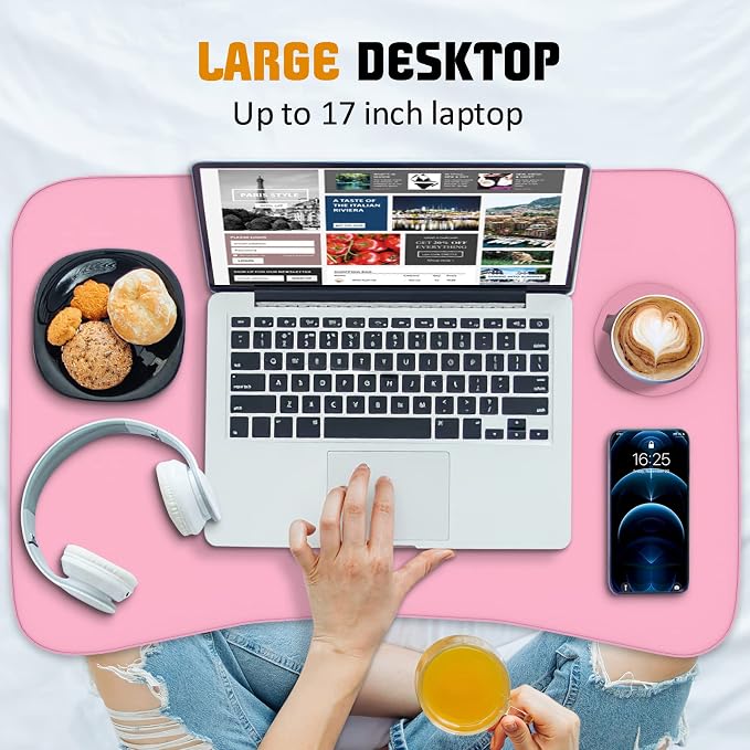 Fayquaze Lap Laptop Desk, Portable Foldable Laptop Bed Table with Storage Drawer and Cup Holder, Lap Desk Lap Bed Stand Tray Table Serving Tray for Eating, Reading and Working - Image 5