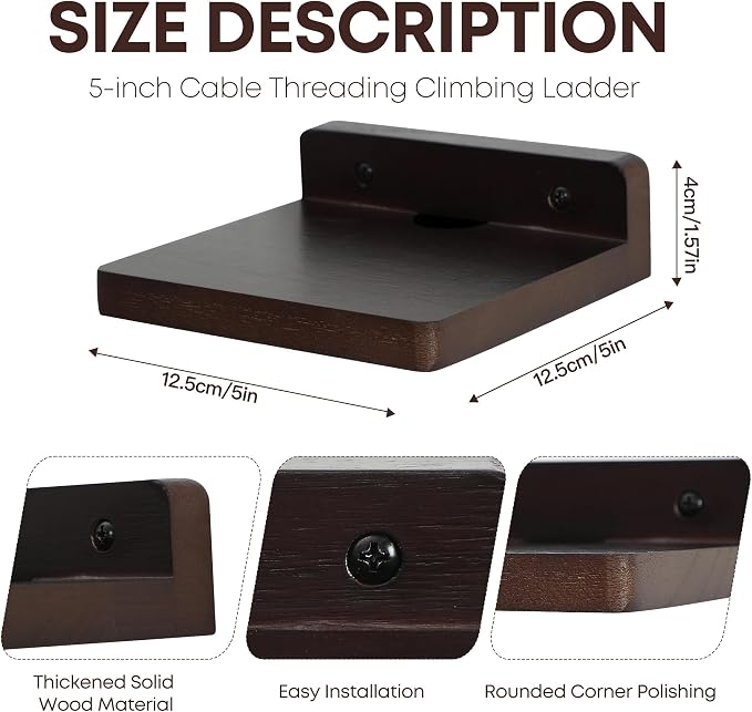 Small Floating Shelf for Wall,5 Inch Wooden Wall Shelf Set of 2,Mini Speaker, Baby Monitor,Cameras，Figurines Display Stand, for Bedroom, Gaming Room, Living Room, Bathroom, Office(Walnut) - Image 3