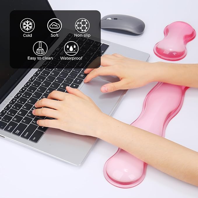 Gel Wrist Rest for Keyboard and Mouse, Wrist Rest for Keyboard, Mouse Wrist Support, Pain Relief, Cool Touch, Non-Skid, Keyboard and Mouse Wrist pad Set - Image 2