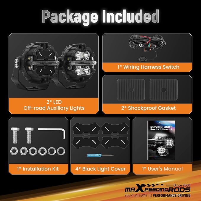maXpeedingrods 3.5" 160W LED Off Road Lights w/Amber White DRL Side Shooter - Image 9