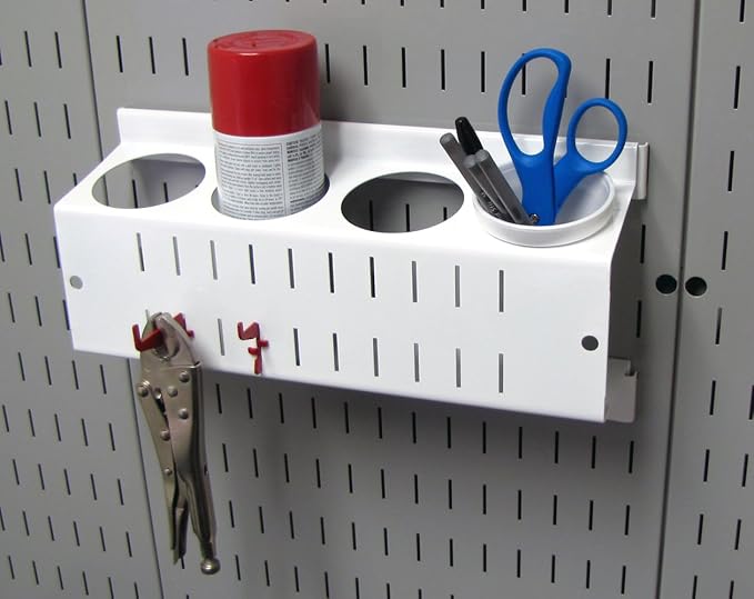 Wall Control Pegboard Spray Can Holder Bracket and Aerosol Can Organizer Pegboard and Slotted Tool Board - White (Pack of 6) - Image 4