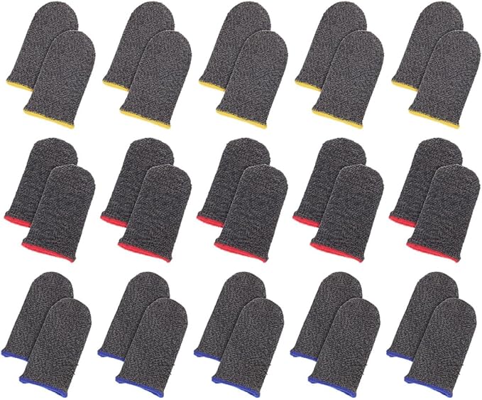 VILLCASE 18 Pairs Sweat-Resistant Gaming Finger Sleeves and Thumb Stalls Ultra-Thin Silver Fiber Finger Protectors Anti-Slip for Enhanced Touch Sensitivity Random Random Color by VILLCASE