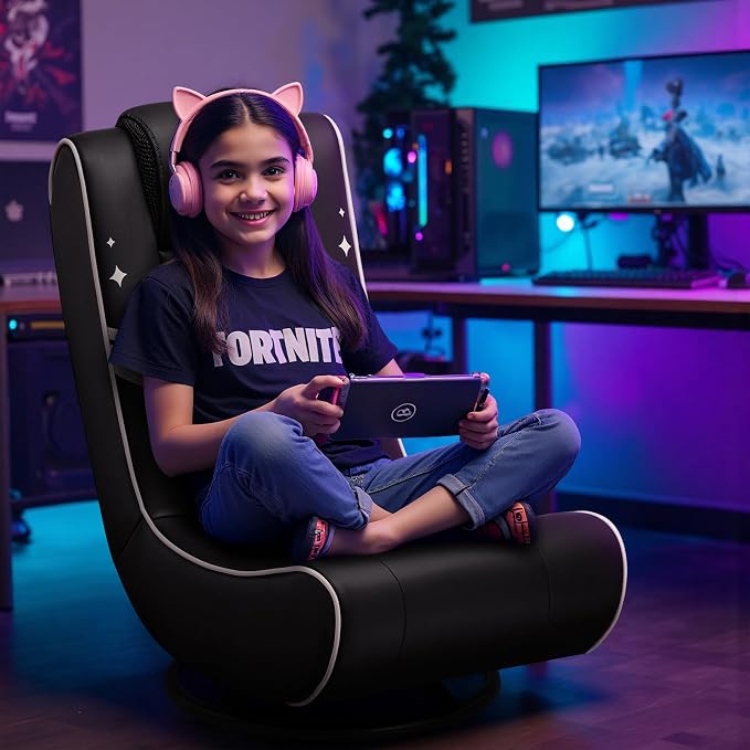 GTPLAYER Floor Gaming Chair Foldable Swivel Floor Chairs for Kids Boys Comfy Video Game Seat with 360° Multipurpose for Gamers, Bedroom or Game Room (Gold) - Image 2