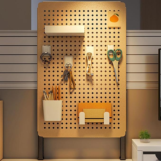 Desktop Clamp Peg Board with Accessories, Metal Pegboard, Height Adjustable, Suitable for Organize Home,Office and Gaming Setup(Yellow) by Unknown