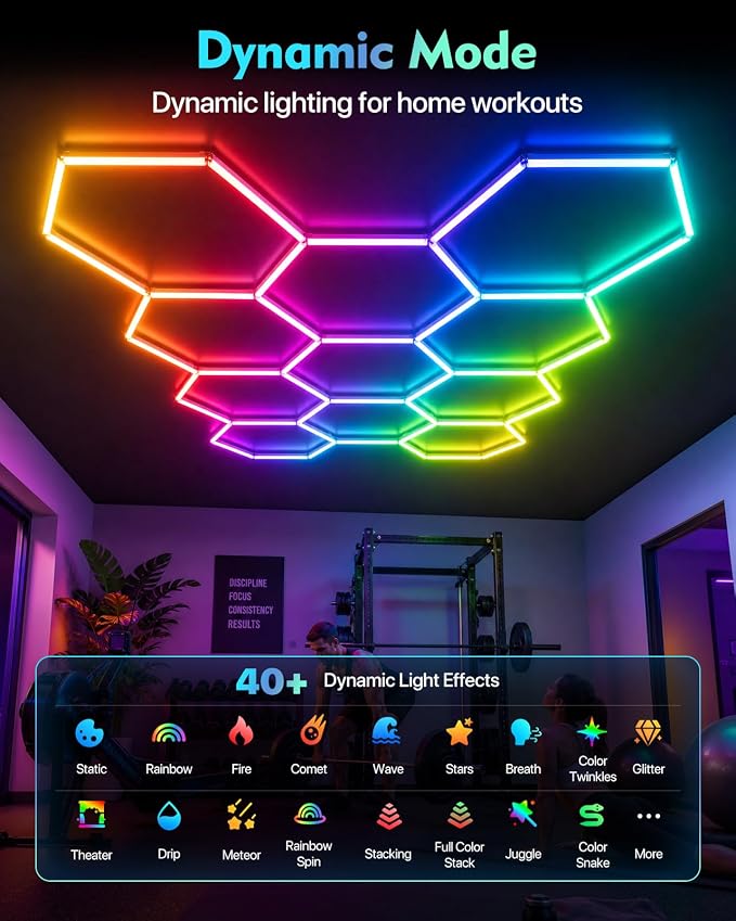 Hexagon Lights, 11-Hex RGB, App Control, Dynamic Lighting Effects - Image 6