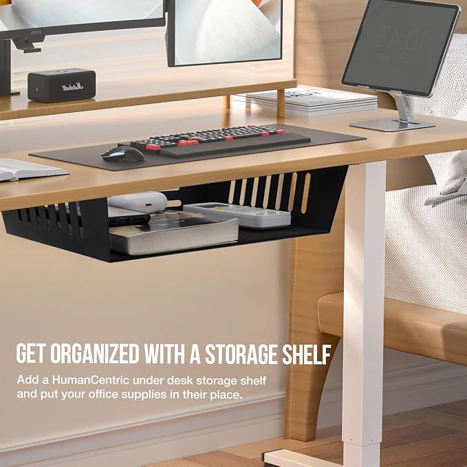 2 Pack Under Desk Shelf-Metal -Black Under Shelf Storage for Office Tables & Workstations（13Inch） - Image 5