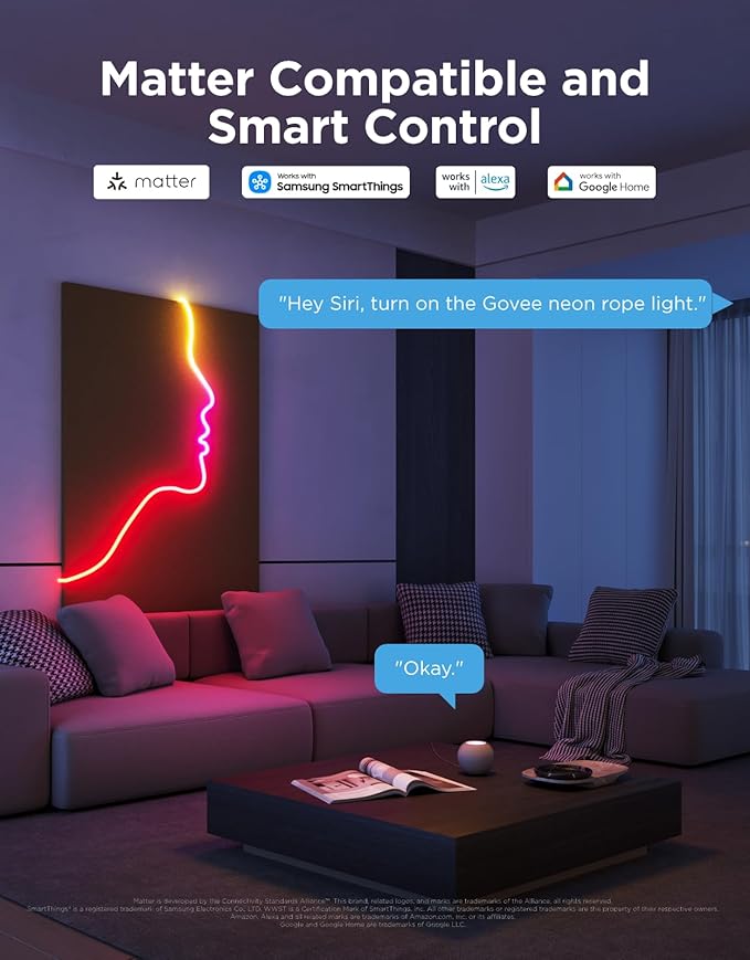 Govee RGBIC Neon Lights 32.8ft Works with Matter, Alexa, Google Assistant - Image 5
