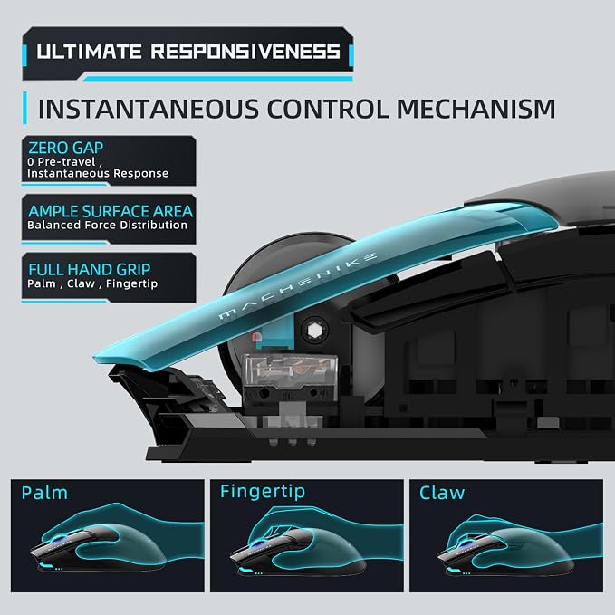 Machenike Wireless Gaming Mouse,26,000 DPI,PAW3395 Sensor,RGB Backlit,Ergonomic Design,6 Programmable Buttons,Long Battery Life,Ultra-Lightweight,White Gaming Mice Compatible with PC, Mac - Image 5