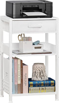 Lerliuo Printer Stand with Storage, 3-Tier Printer Table with Drawer, White by Lerliuo