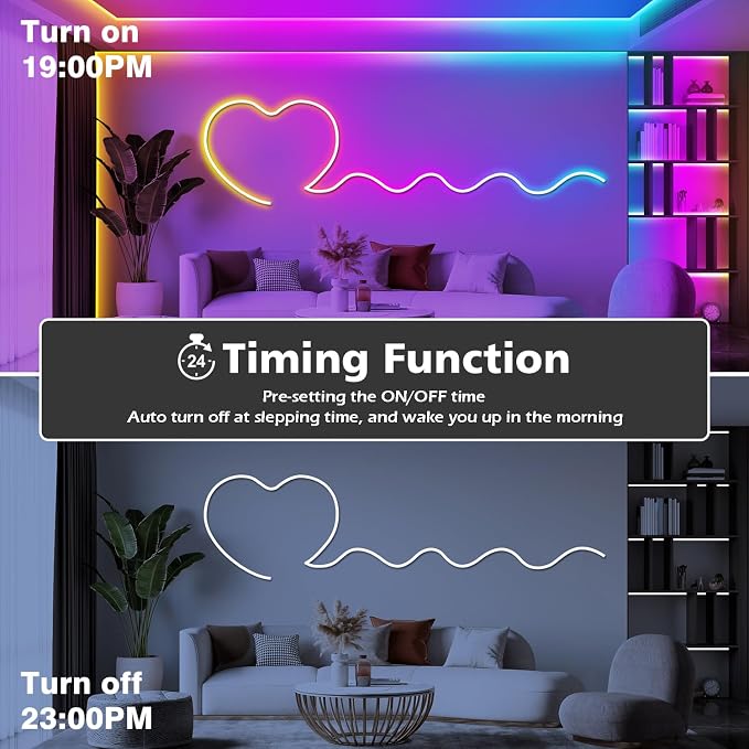 LETIANPAI 32.8Ft Neon Rope Lights,Flexible Led Rope Lights Control with App/Remote,Multiple Modes Rope Lights,IP65 Outdoor RGB Led Neon Lights Waterproof,Music Sync Gaming Led Light Strip (32.8FT) - Image 7