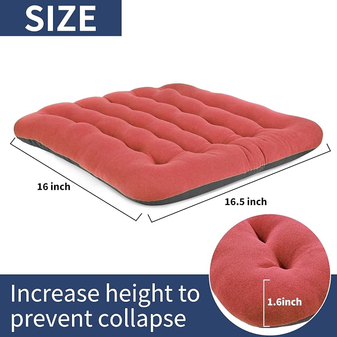 BUYUE Good Support Office Chair Cushion Padded, Soft Velvet Comfortable Non-Slip Seat Cushion for Computer Desk Kitchen Chair (1 Count, Rose) - Image 4