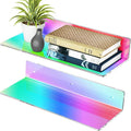 Sezanrpt 2 Pack Iridescent Acrylic Floating Shelves 15 Inches, Wall Hanging Bathroom Shelves, Wall Storage Shelf for Kitchen, Dining Room, Living Room, Bedroom, Bathroom, Retail, Supermarket by Sezanrpt