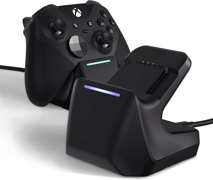Charging Station Dock for Xbox Elite Series 2 Controller, Magnetic Charger Stand for Xbox Elite Series 2 Core Controller with Type C Charging Cable, LED Indicator - Black - Image 7