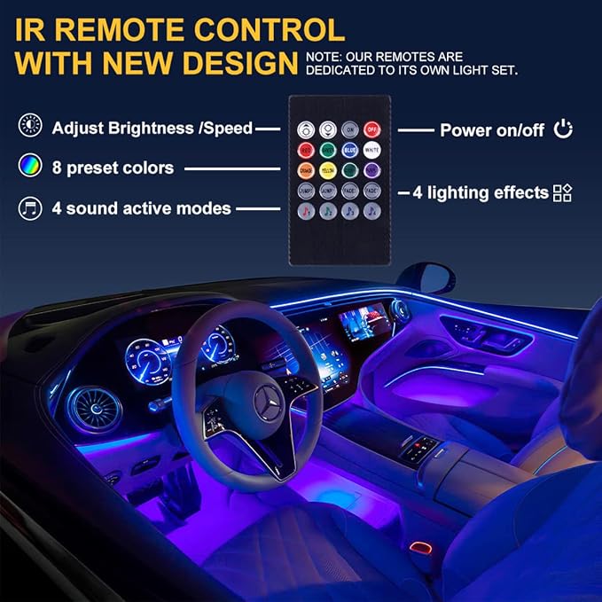 4PCS Car Interior LED Lights, 48LED RGB 12V Under Dash Lighting Kit - Image 5