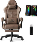 GTPLAYER Gaming Chair Bundle with Integrated Speakers, RGB Computer Speakers & USB Adapter – Ergonomic Music Chair for Surround Sound, Wireless & Complete Entertainment Setup, Light Brown by GTPLAYER