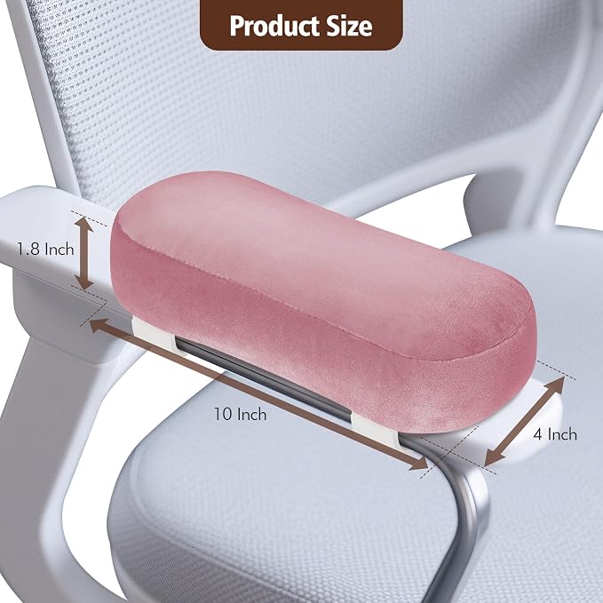 2-Pack Non-Slip Armrest Pads for Office & Gaming Chairs - Ergonomic Forearm Support Pillow for Desk, Computer & Wheelchair, Pressure Relief Cushions (Pink) - Image 2