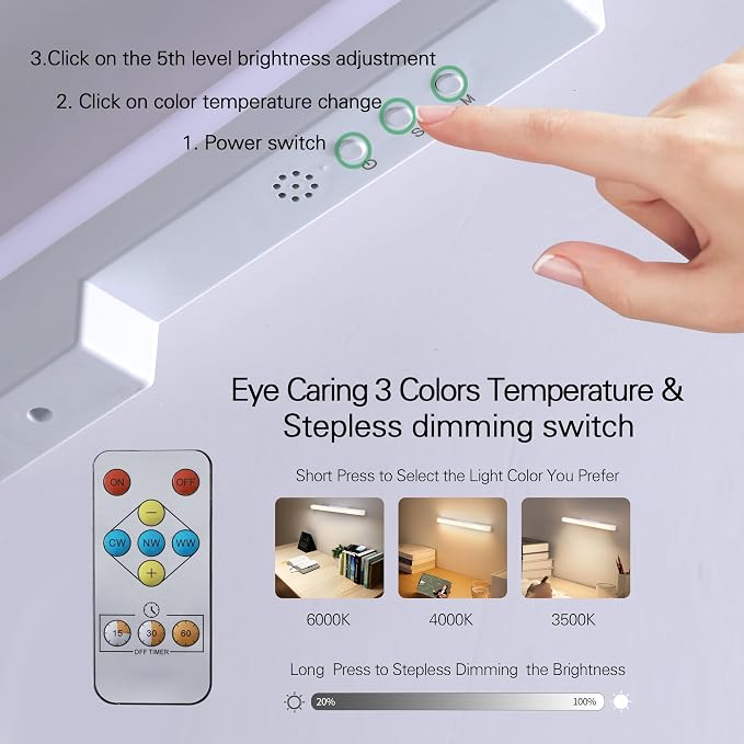 5W 16 Inches Wireless Rechargeable Wall Lights Bar,3CCT - Image 4