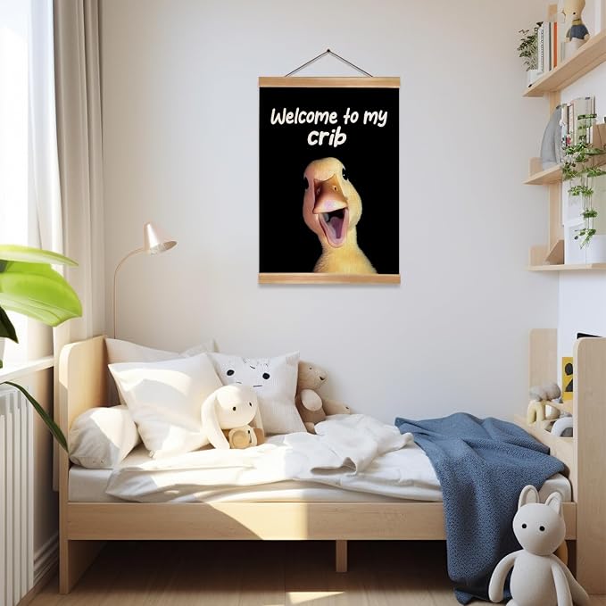 ZTGDA Welcome to My Crib Wall Art,Funny Duck Poster Durable Man Cave Wall Decor,Duck Canvas Hanging Sign for Entryway, Dorm Room, Nursery or Bedroom Decor (My crib goose) - Image 5