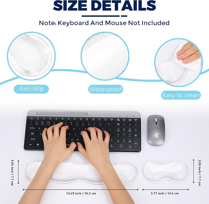 Gel Wrist Rest for Keyboard and Mouse, Wrist Rest for Keyboard, Mouse Wrist Support, Pain Relief, Cool Touch, Non-Skid, Mouse Wrist pad - Image 4