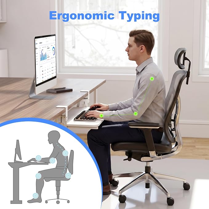 XINLEI Keyboard Tray Under Desk Large C-Clamp 25.6" x 11.8" Board - Image 3