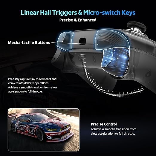 C8 PC Controller - Wireless Bluetooth Gamepad - Hall Effect Joystick RGB Backlit - 1000Hz Polling Rate -Dual Vibrate Macro Buttons for PC, Switch, Switch 2, Steam Deck, Android, iOS, MAC &Tesla Charging Dock - Image 5