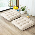 1 MIDDLE ONE Floor Pillow Set of 2, Memory Foam Meditation Cushion, Floor Cushions for Adults Sitting, Large Square Seat Cushions for Yoga, Living Room, 20x20 Inch (Off-White) by 1MIDDLEONE